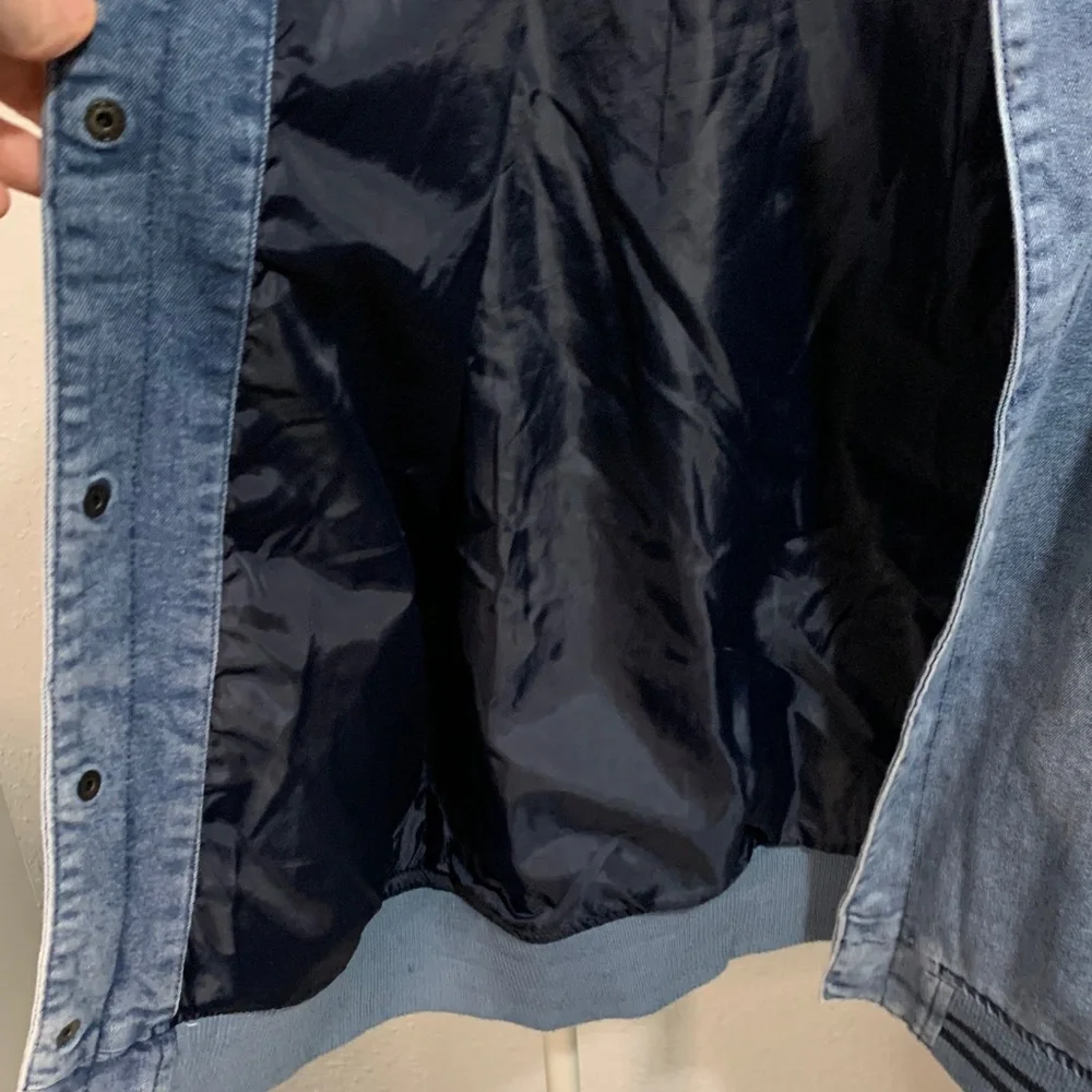 Ring‎ of Fire Blue Denim Bomber Jacket with Navy Accents